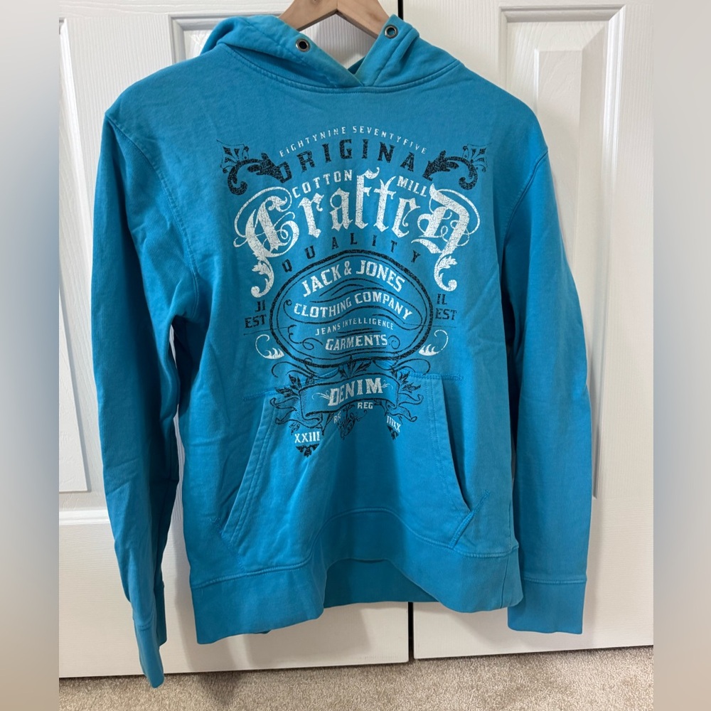 Jack & Jones Hoodie Blue color with pockets